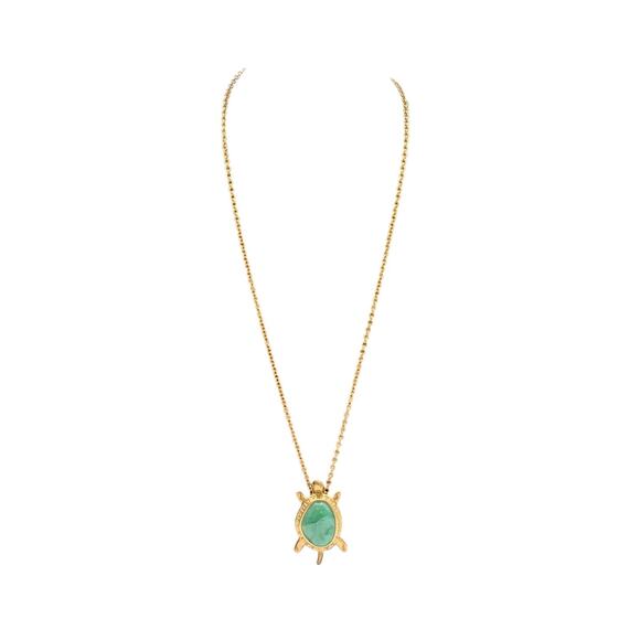 Vintage Avon 1980 Gold Tone Turtle Brooch/Pendant 28" Chain Necklace - Picture 2 of 10